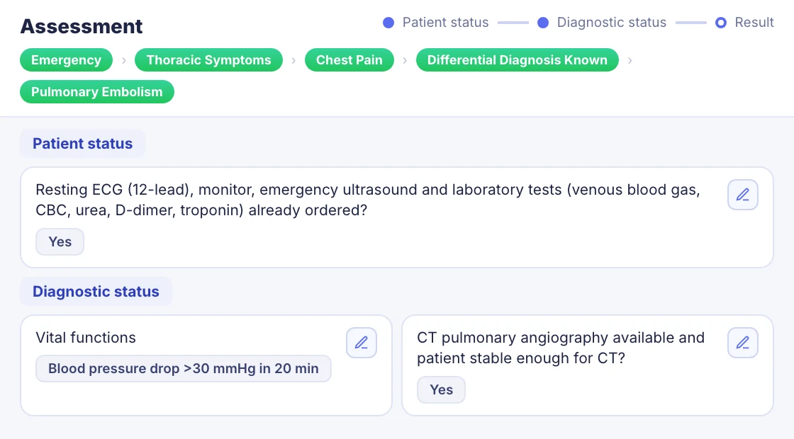Structured assessment screen