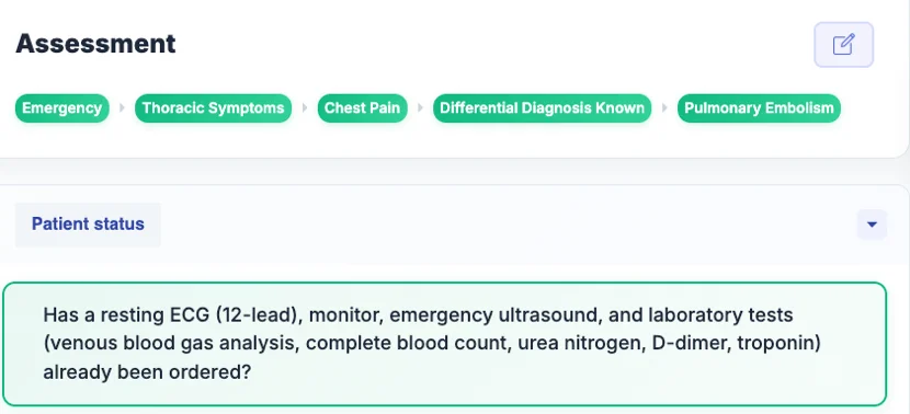 Assessment path for pulmonary embolism